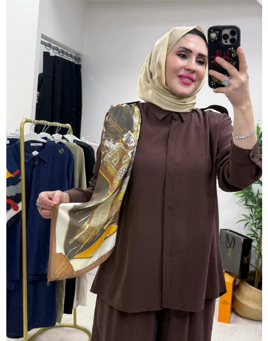 Fular Hediyeli Takım Kahverengi