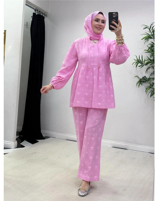 Müslin Pamuk Takım Pembe