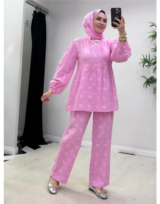 Müslin Pamuk Takım Pembe