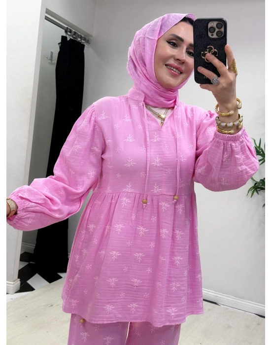 Müslin Pamuk Takım Pembe