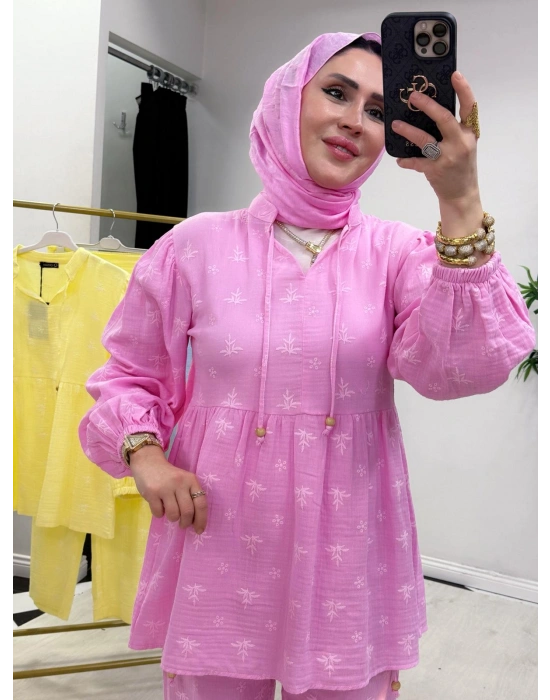 Müslin Pamuk Takım Pembe
