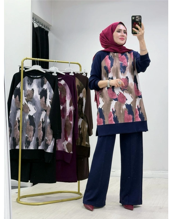 Batik Baskı Takım Lacivert