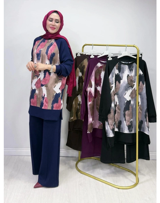 Batik Baskı Takım Lacivert