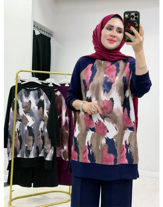 Batik Baskı Takım Lacivert