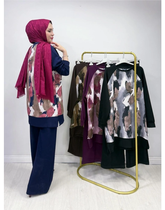 Batik Baskı Takım Lacivert