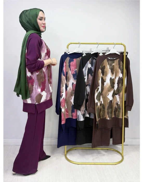 Batik Baskı Takım Mürdüm