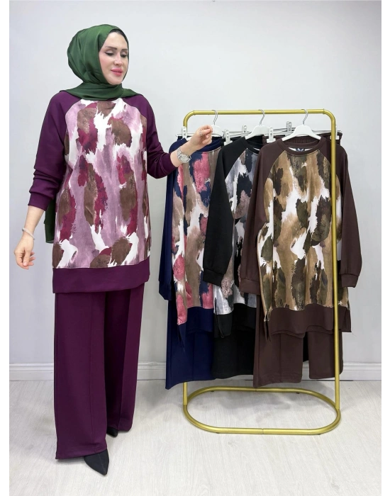 Batik Baskı Takım Mürdüm