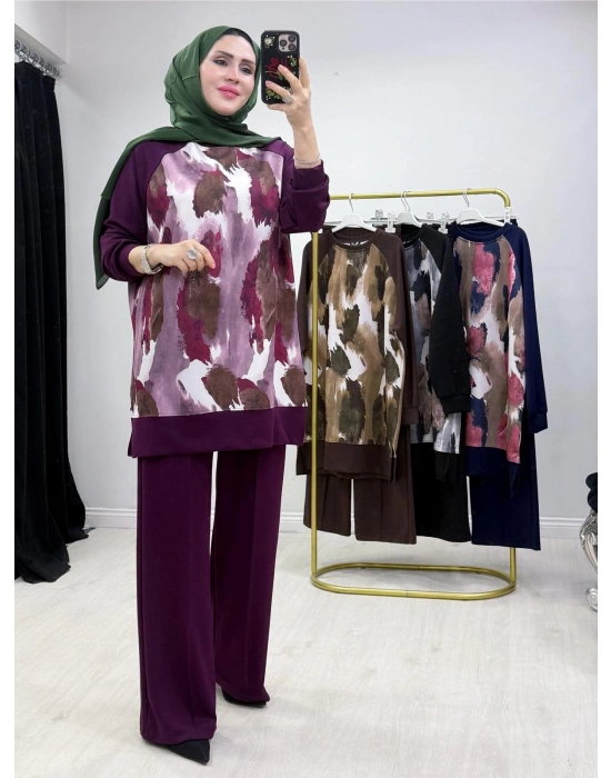 Batik Baskı Takım Mürdüm