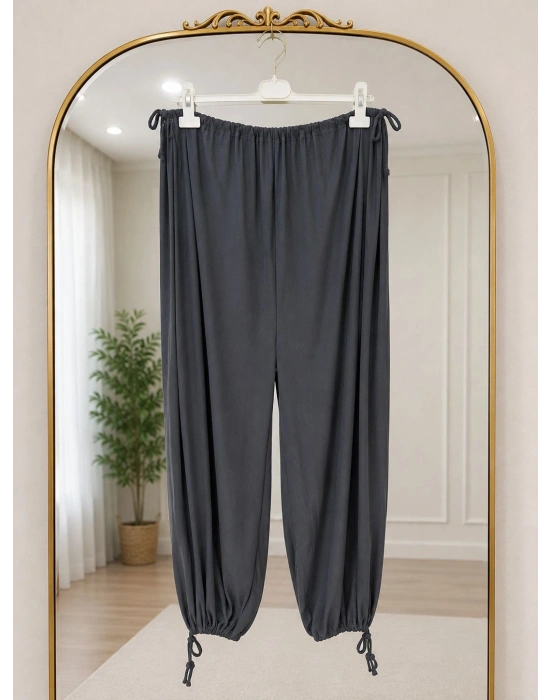 Belden Ayarlamalı Şalvar Pantolon Füme