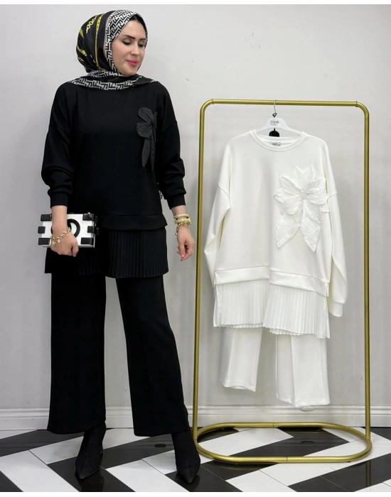 Broş Detaylı Takım Siyah