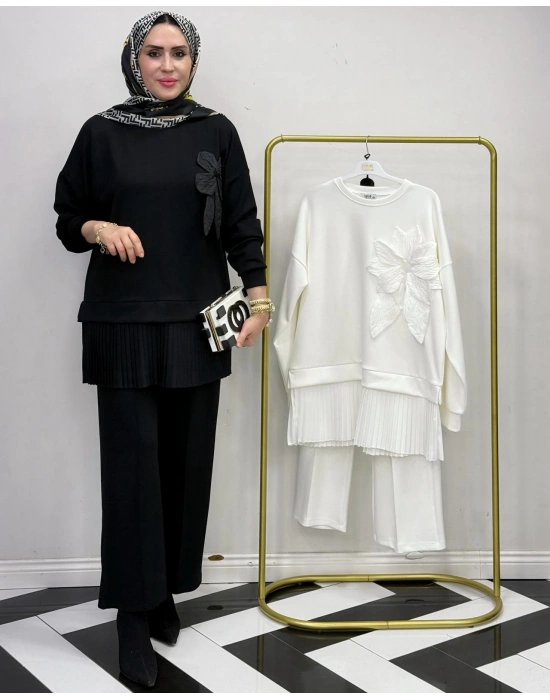 Broş Detaylı Takım Siyah