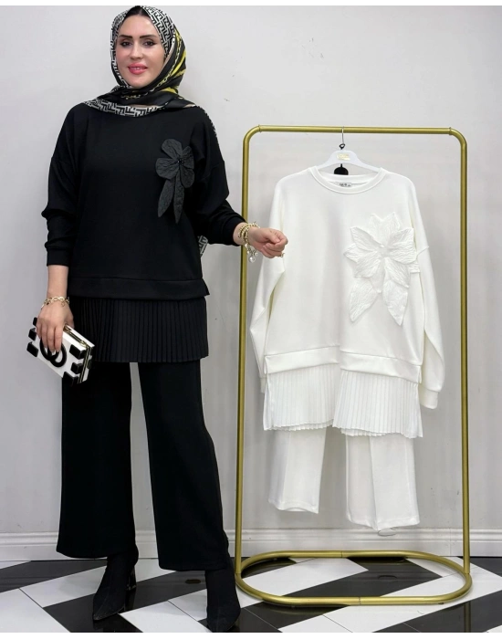 Broş Detaylı Takım Siyah