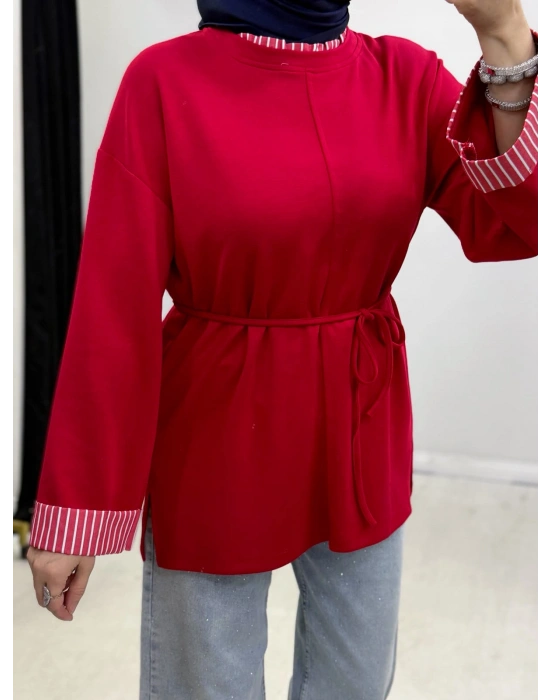 Çizgili Oysho Kumaş Tunik Kırmızı