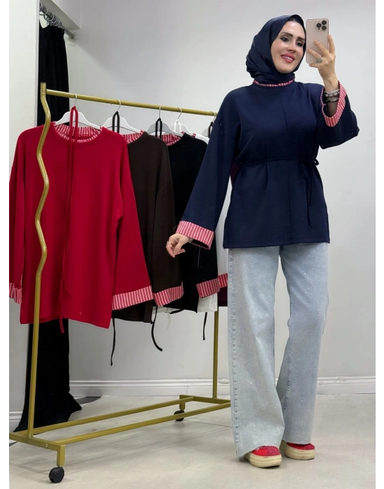 Çizgili Oysho Kumaş Tunik Lacivert