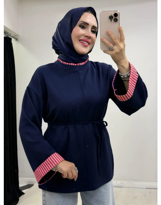 Çizgili Oysho Kumaş Tunik Lacivert