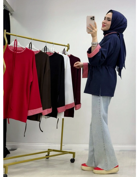 Çizgili Oysho Kumaş Tunik Lacivert
