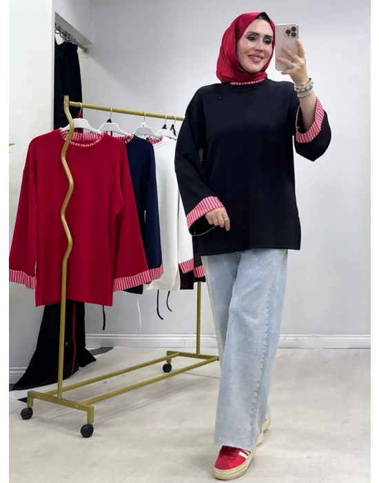 Çizgili Oysho Kumaş Tunik Siyah