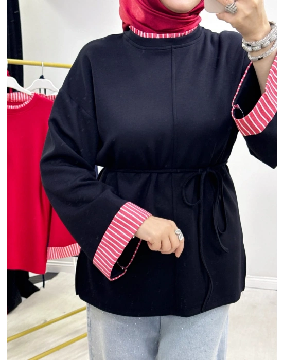 Çizgili Oysho Kumaş Tunik Siyah
