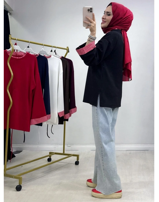 Çizgili Oysho Kumaş Tunik Siyah