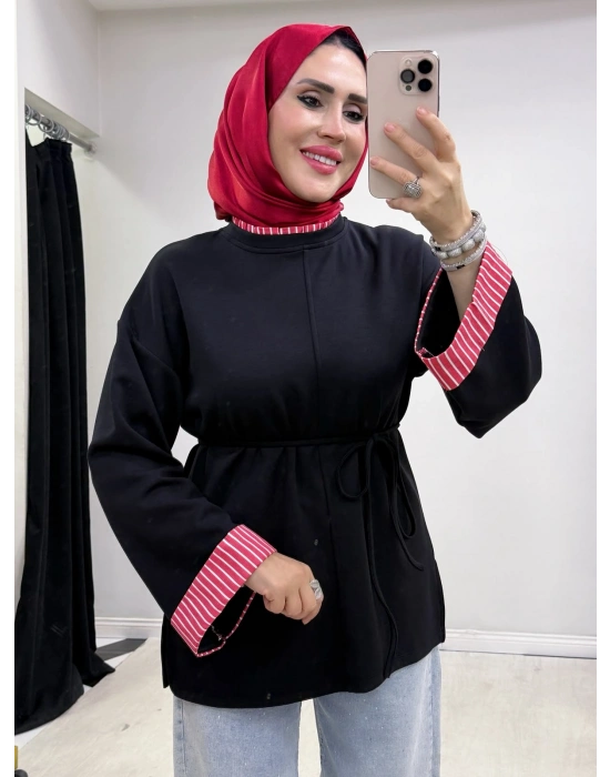 Çizgili Oysho Kumaş Tunik Siyah