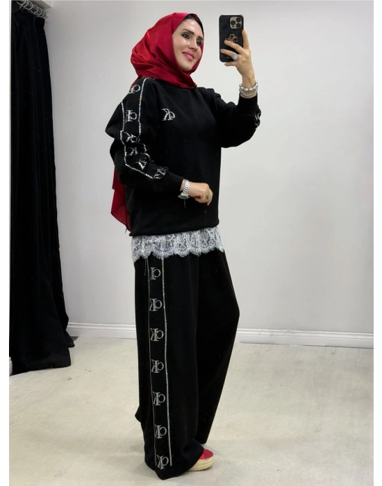 CK Spor Taşlı Takım Siyah