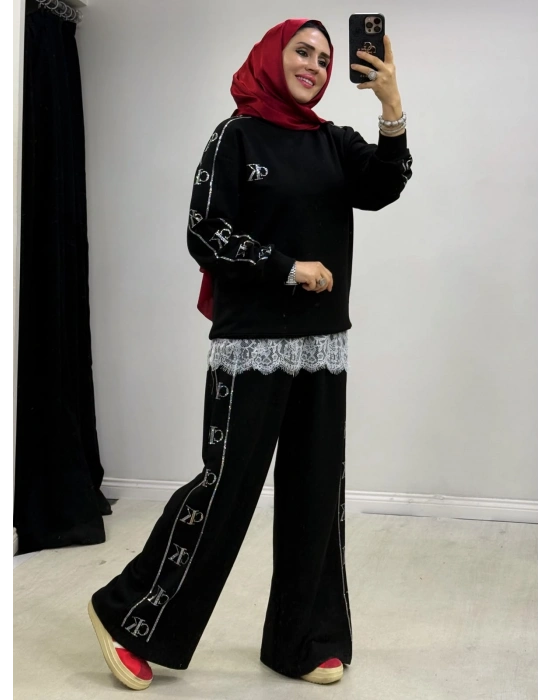 CK Spor Taşlı Takım Siyah