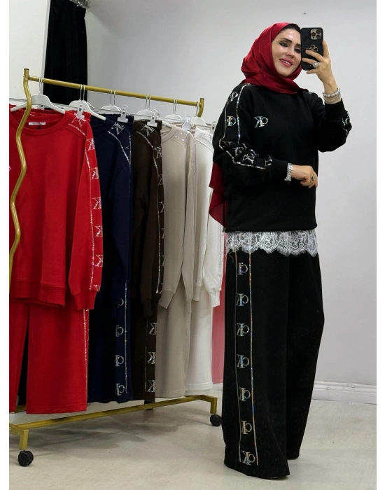 CK Spor Taşlı Takım Siyah