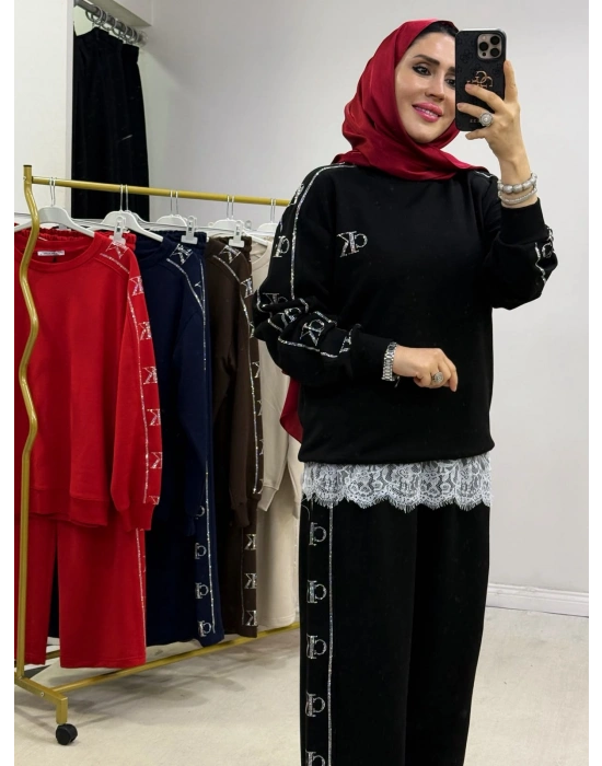 CK Spor Taşlı Takım Siyah