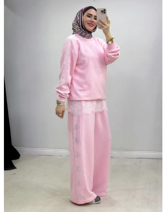 CK Spor Taşlı Takım Pembe