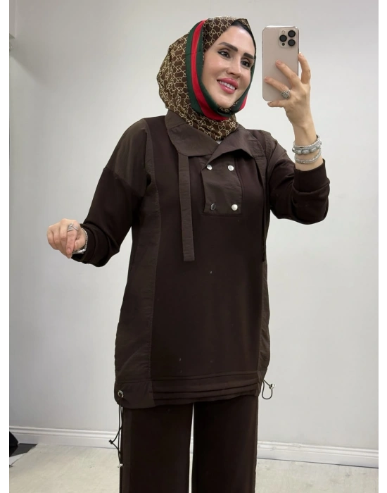 Düğmeli Oysho Takım Kahverengi