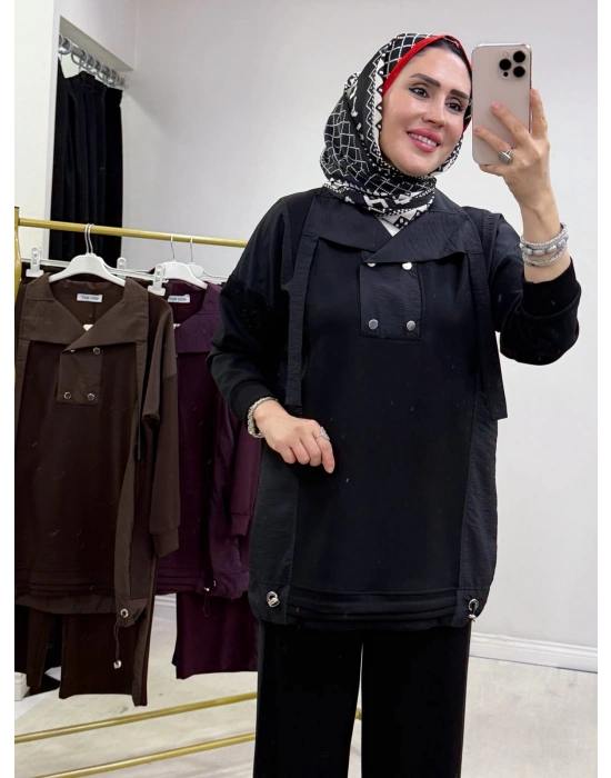 Düğmeli Oysho Takım Siyah