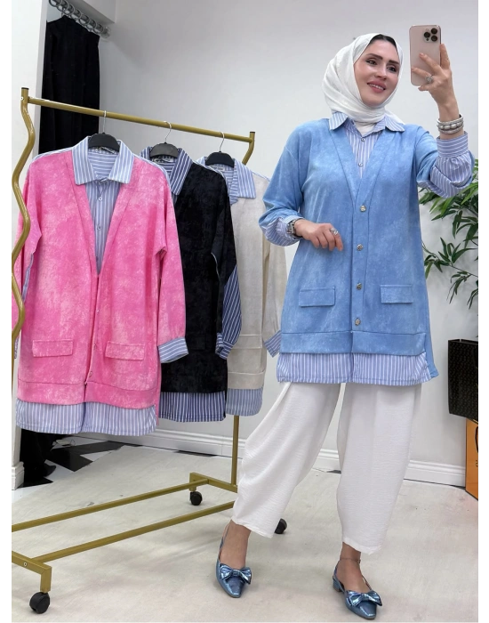 Gömlekli Spor Model Tunik Mavi