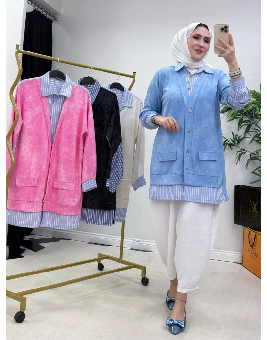 Gömlekli Spor Model Tunik Mavi