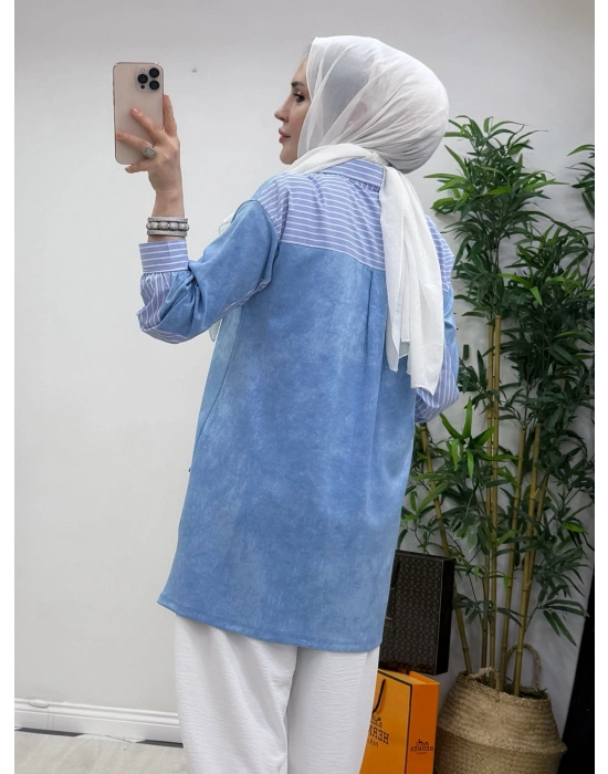 Gömlekli Spor Model Tunik Mavi