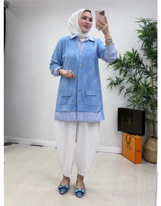 Gömlekli Spor Model Tunik Mavi