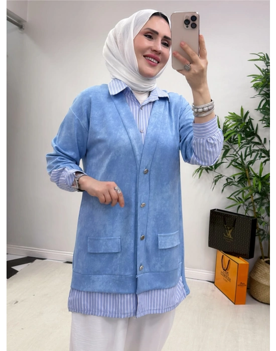 Gömlekli Spor Model Tunik Mavi