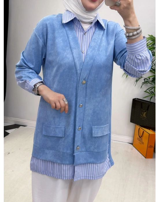 Gömlekli Spor Model Tunik Mavi