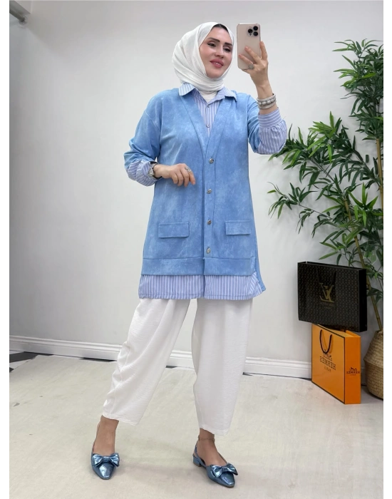 Gömlekli Spor Model Tunik Mavi