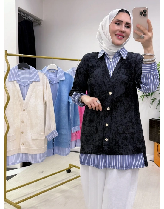Gömlekli Spor Model Tunik Siyah