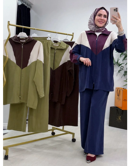 Hatice Biçer Spor Takım Yeşil Laci/Mürdüm