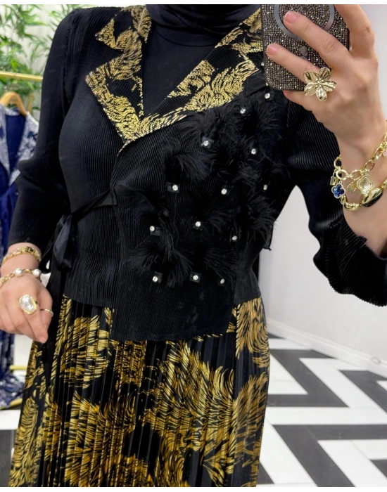 İthal Elbise Zarif Tasarım Siyah