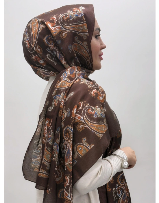 Jakar Şal Kahve Kiremit