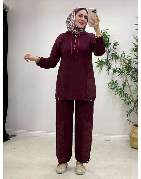 Kapitone Detaylı Oysho Takım Bordo