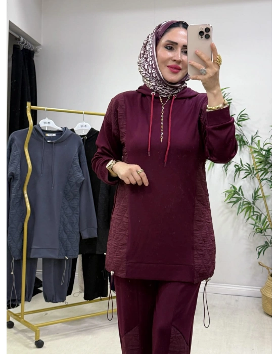 Kapitone Detaylı Oysho Takım Bordo
