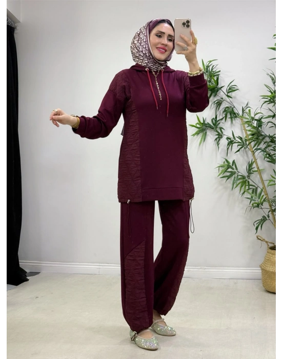 Kapitone Detaylı Oysho Takım Bordo