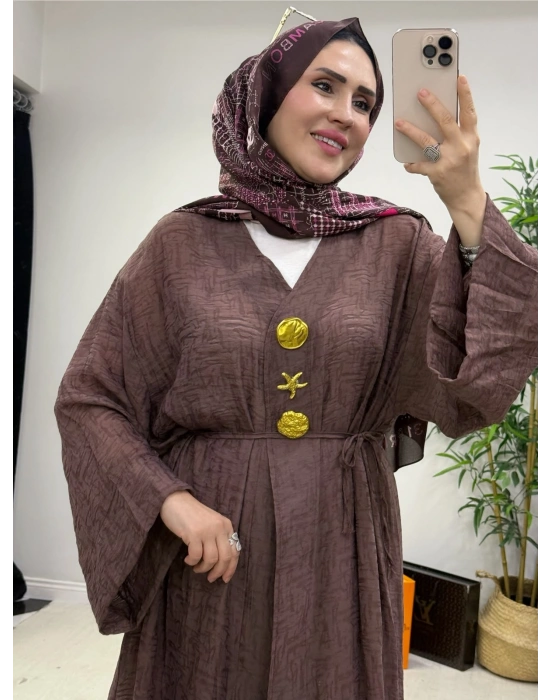 Keten Kumaş Kap Model Takım Kahverengi