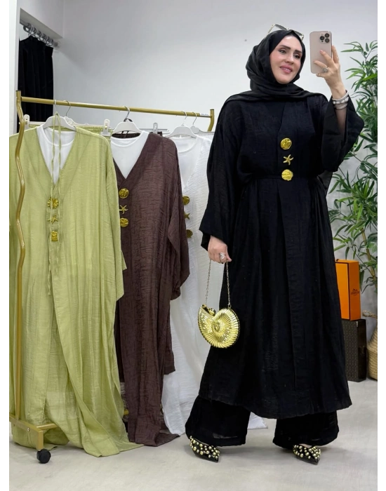 Keten Kumaş Kap Model Takım Siyah