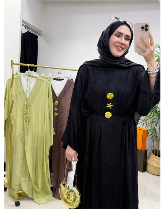 Keten Kumaş Kap Model Takım Siyah
