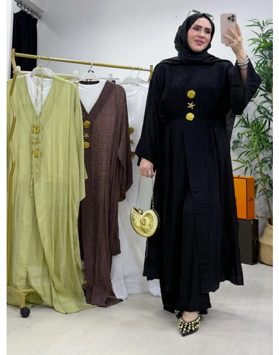 Keten Kumaş Kap Model Takım Siyah