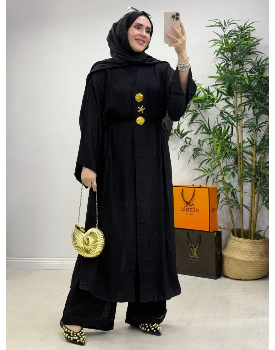 Keten Kumaş Kap Model Takım Siyah